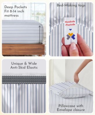 Printed Floral - 100% Organic Cotton Percale Twin Floral Sheet Set - Deep Pocket,