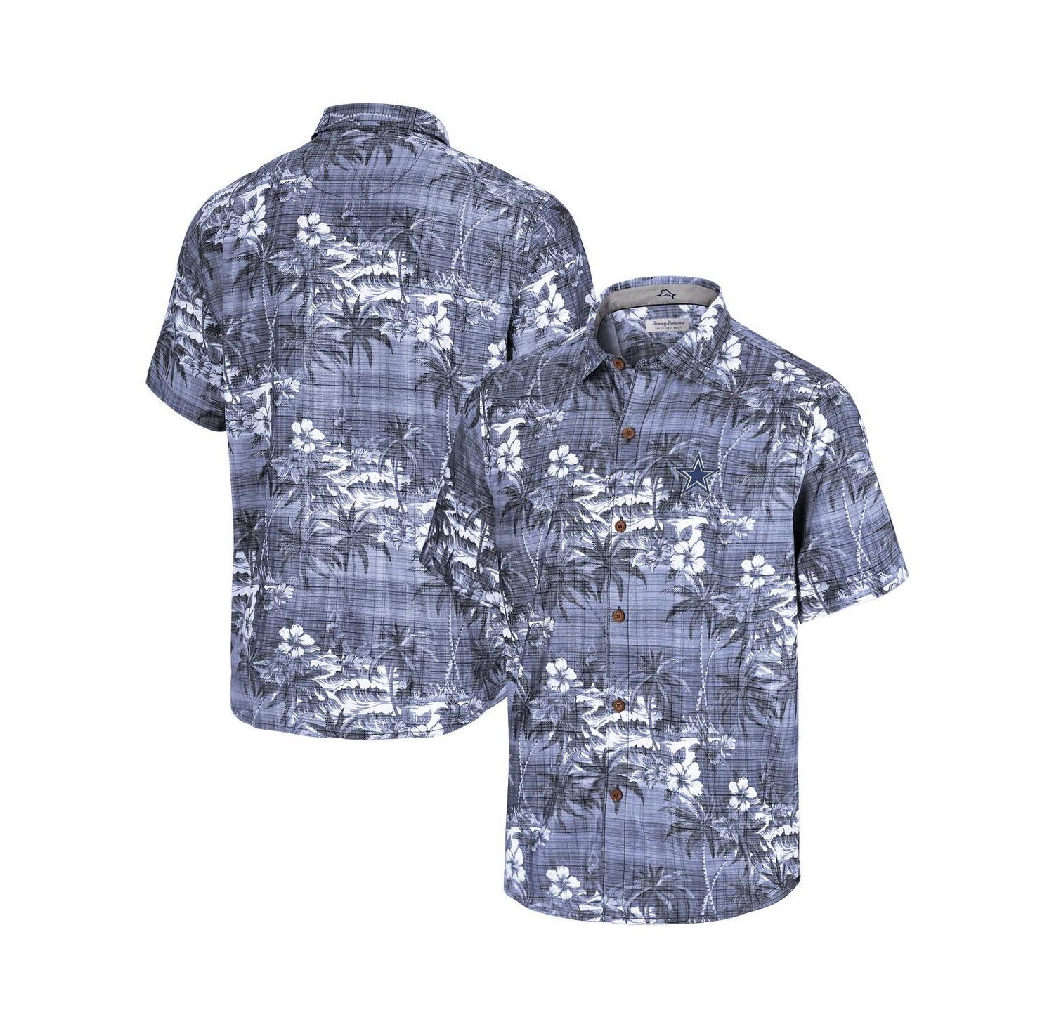 Men's Navy Dallas Cowboys Coconut Point Isla Palmetta Camp Button-Up Shirt