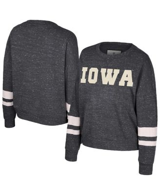 Colosseum - Women's Black Iowa Hawkeyes Lost City Speckle Pullover Sweatshirt