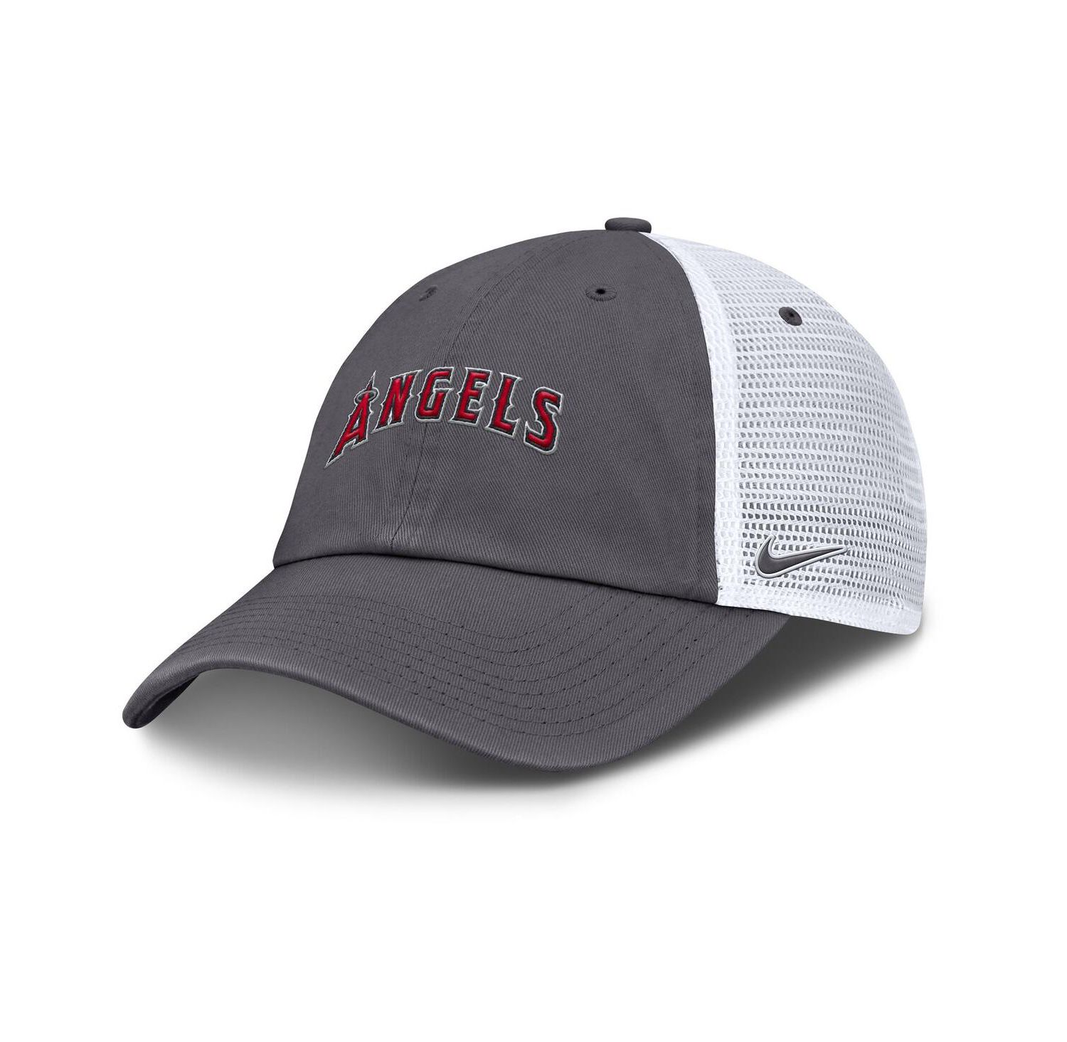 Men's Gray Los Angeles Angels Wordmark Club Adjustable Trucker Hat