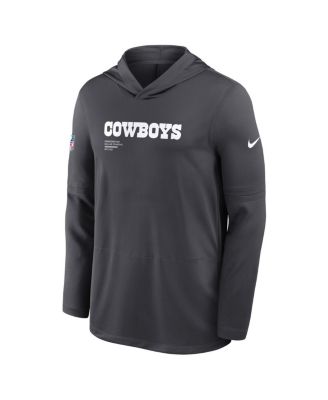 Men's Anthracite Dallas Cowboys Sideline Pure Performance Long Sleeve Hoodie T-Shirt