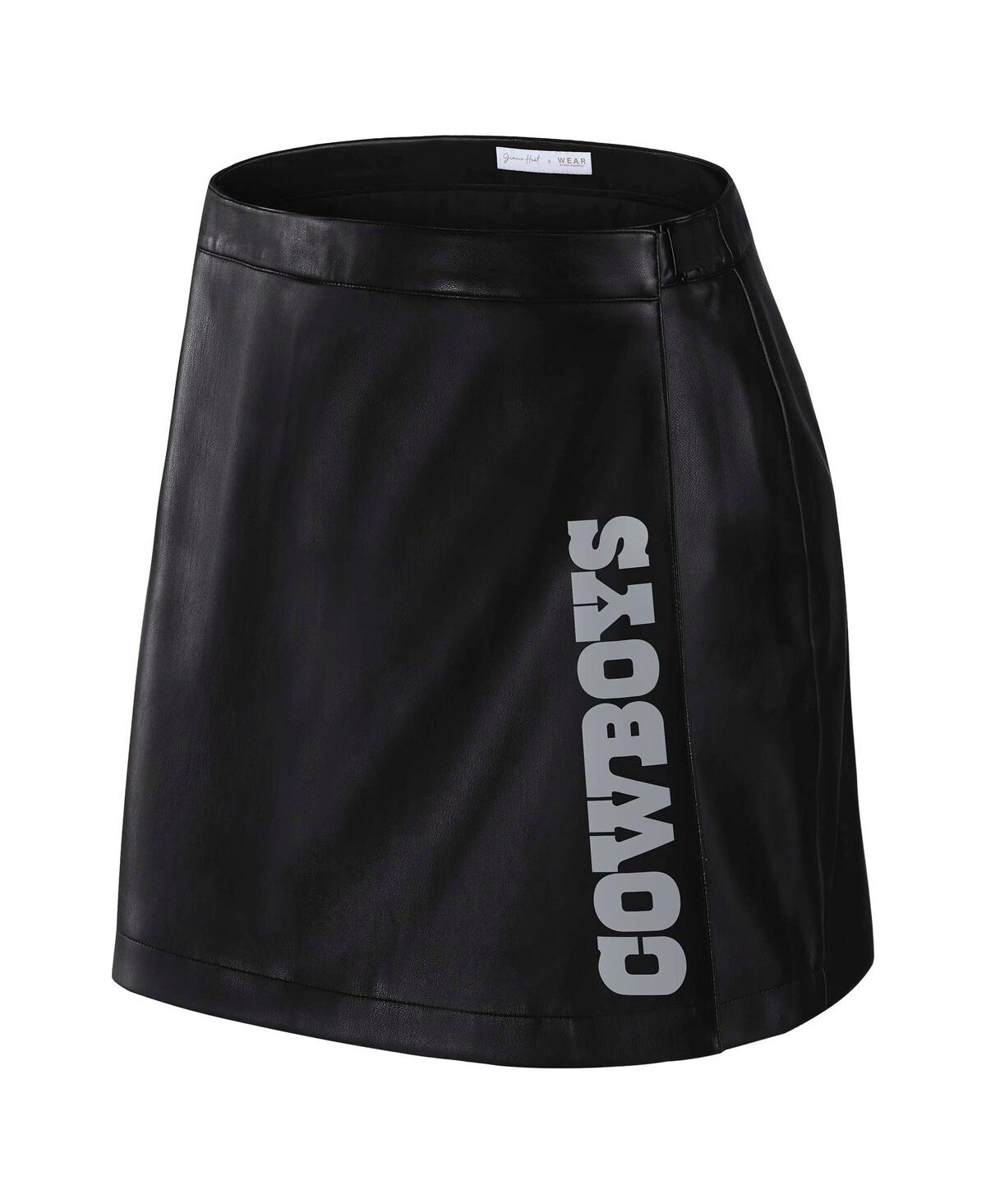 Wear By Erin Andrews X Gracie Hunt Black Dallas Cowboys Wrap Skirt In Black