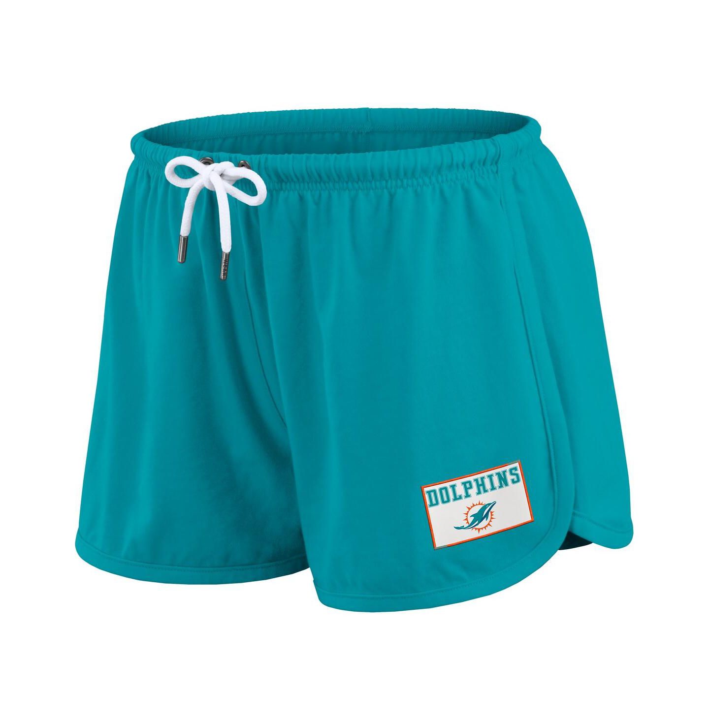 WEAR by Erin Andrews Women's 2-Piece Aqua Miami Dolphins Heavy Rugby Jersey Long Sleeve T-Shirt and Shorts Lounge Set — фото 4