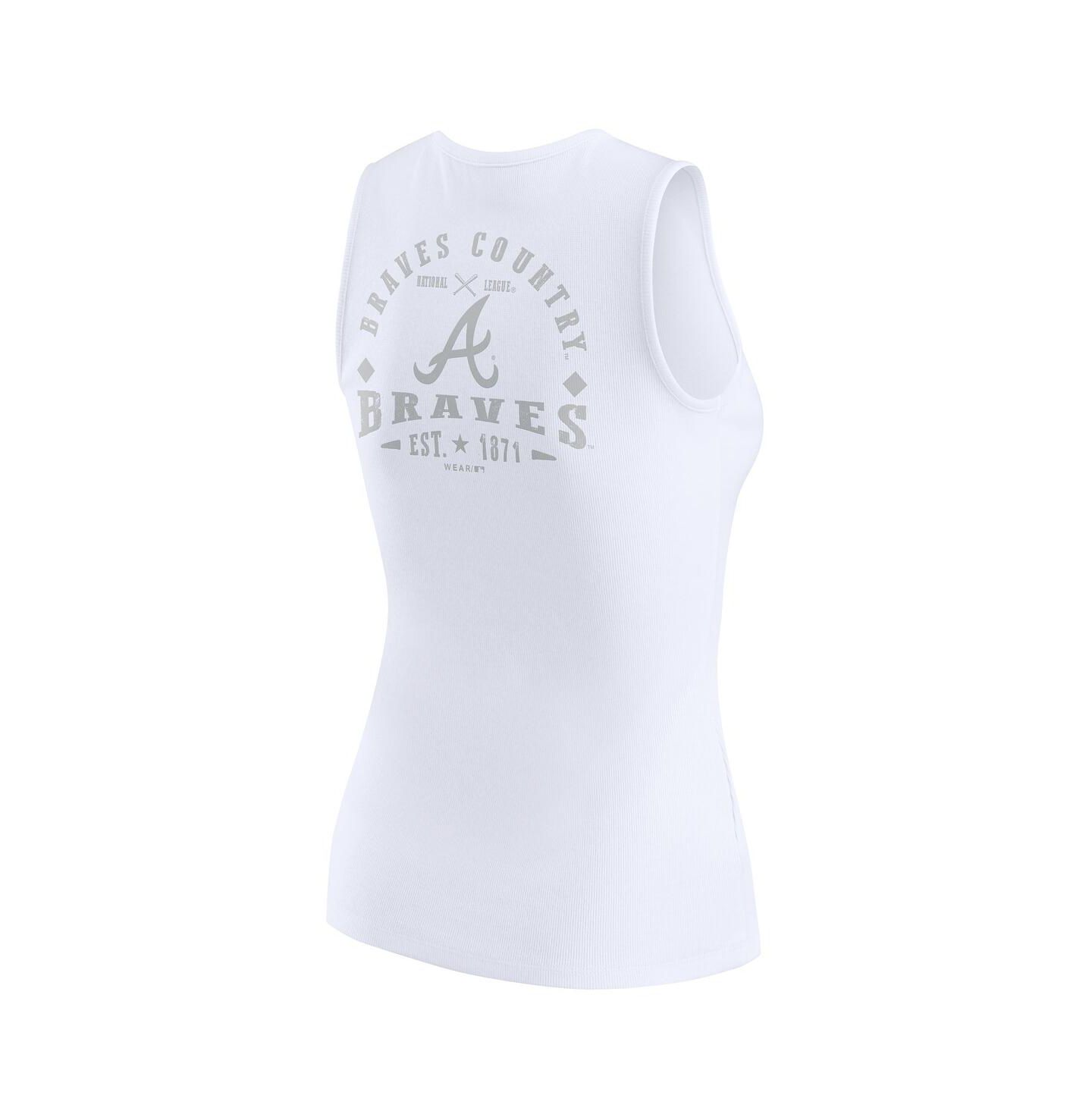 Женский топ WEAR by Erin Andrews White Atlanta Braves Rib-Knit Henley — фото 2