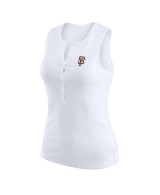 Women's White San Francisco Giants Rib-Knit Henley Tank Top