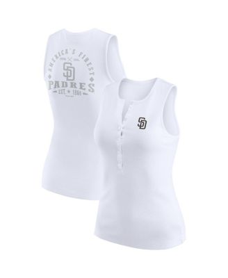WEAR by Erin Andrews - Women's White San Diego Padres Rib-Knit Henley Tank Top