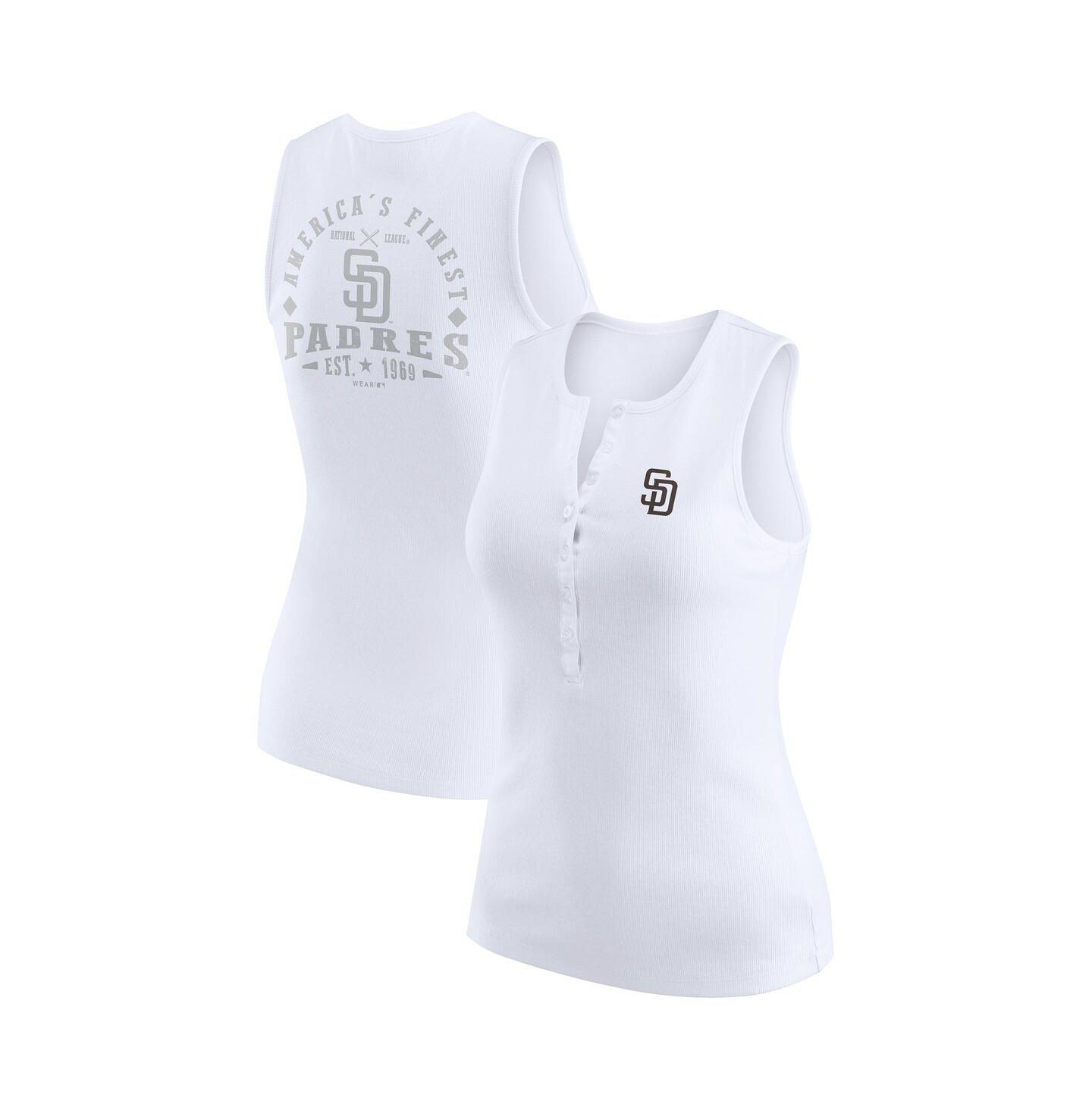 Женский топ WEAR by Erin Andrews White San Diego Padres Rib-Knit Henley — фото 1