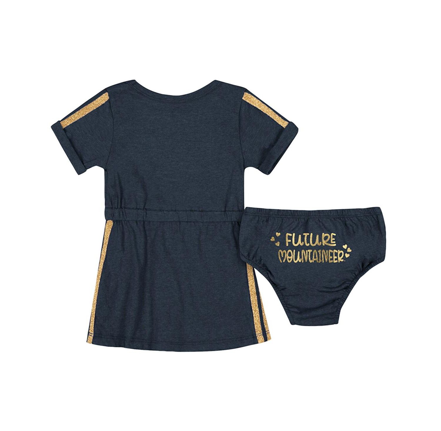 Girls Baby Boys and Girls Navy West Virginia Mountaineers Xur Dress and Bloomer Set