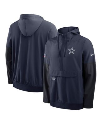 Nike - Men's Navy Dallas Cowboys Sideline Anorak Half-Zip Hoodie Jacket