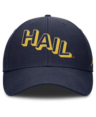 Men's Navy Michigan Wolverines Slanted Primetime Rise Performance Adjustable Hat