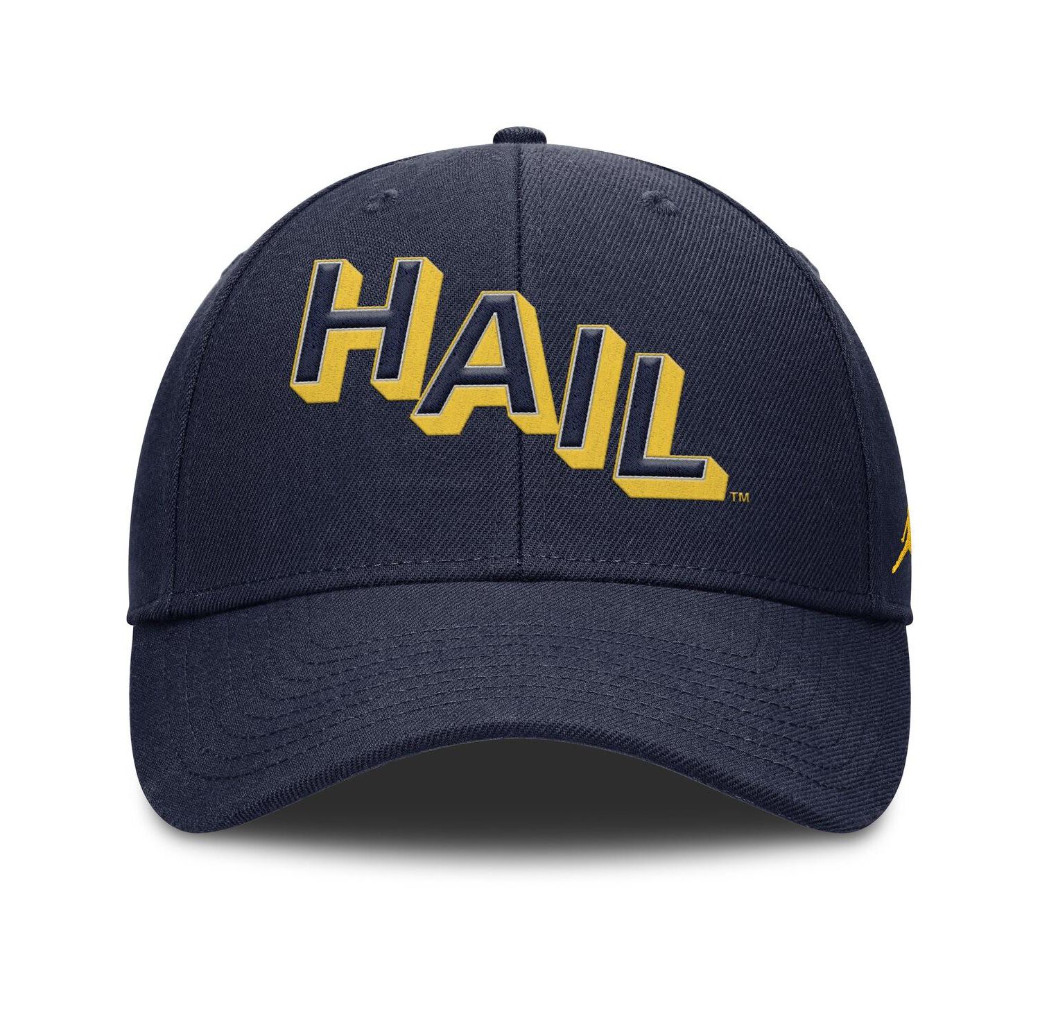 Men's Navy Michigan Wolverines Slanted Primetime Rise Performance Adjustable Hat