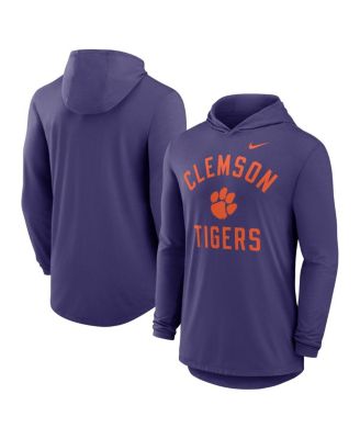 Nike - Men's Purple Clemson Tigers Classic Arch Tri-Blend Performance Long Sleeve Hoodie T-Shirt