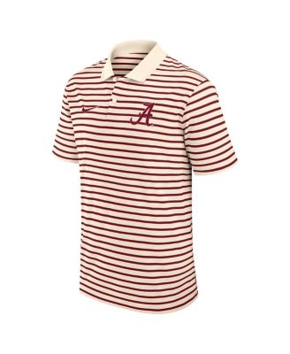 Men's Cream/Crimson Alabama Crimson Tide Solid Foundation Striped Performance Polo Shirt