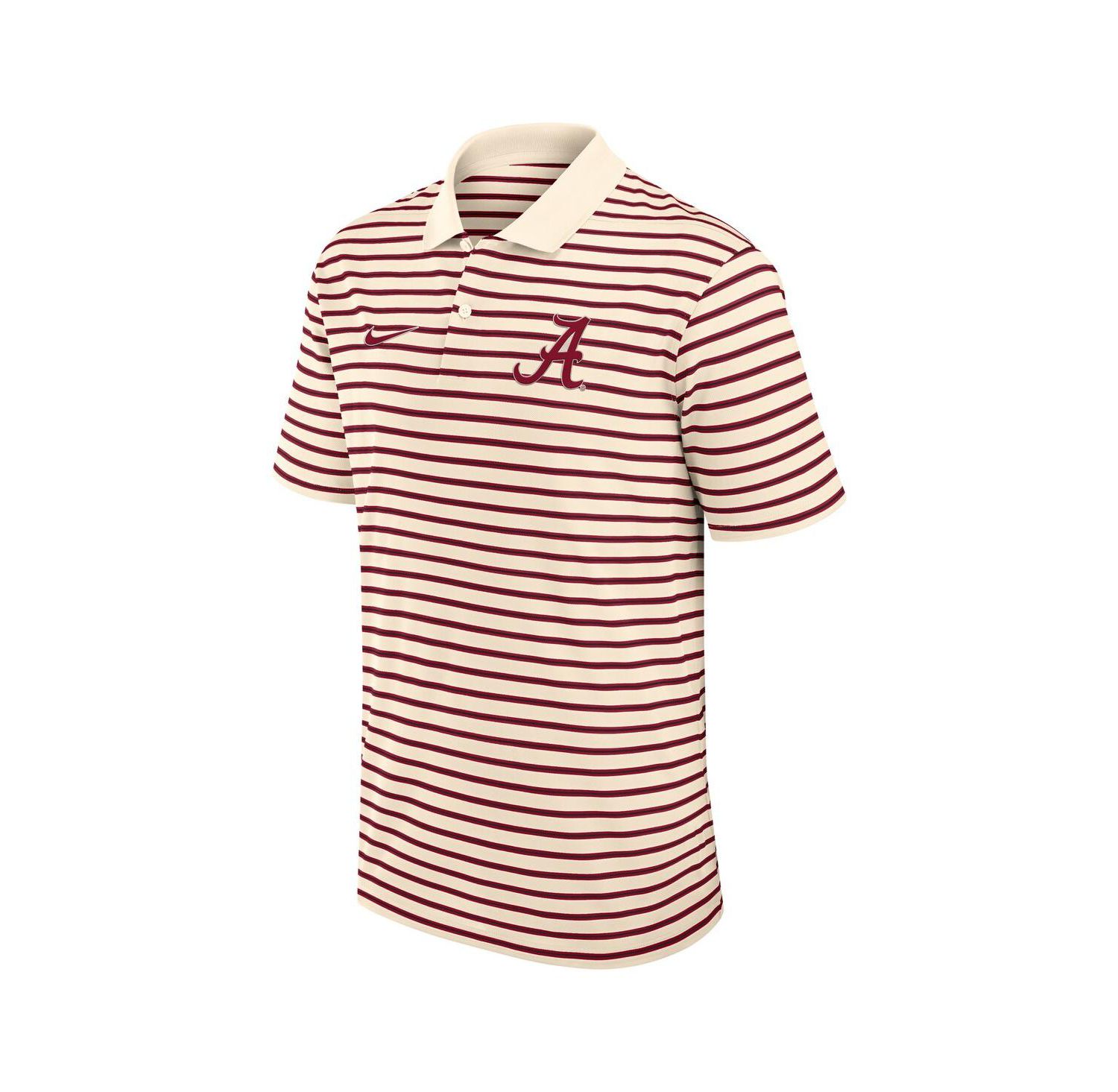 Men's Cream/Crimson Alabama Crimson Tide Solid Foundation Striped Performance Polo Shirt
