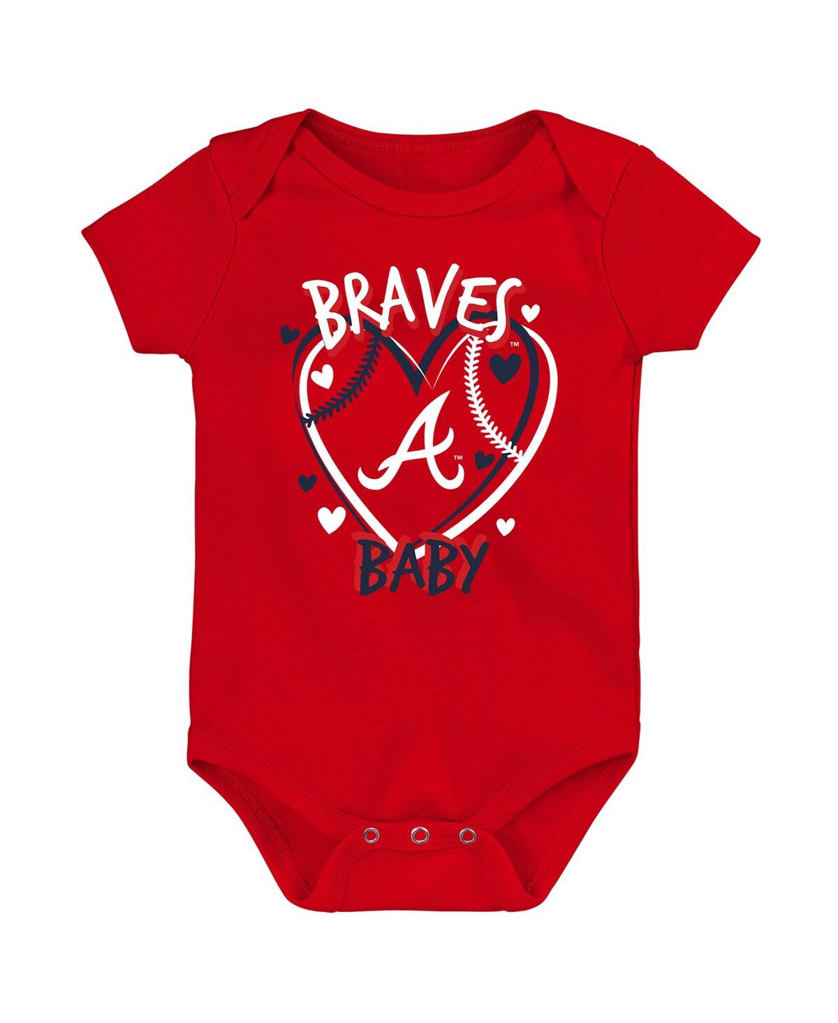 Outerstuff Baby Boys And Girls 3-pack Atlanta Braves Slide Home Bodysuit Set In Multi