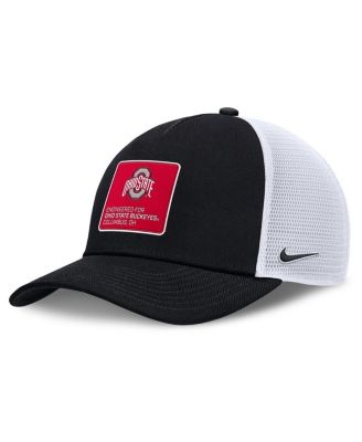 Nike - Men's Black/White Ohio State Buckeyes 2025 On-Field Rise Engineered Trucker Adjustable Hat