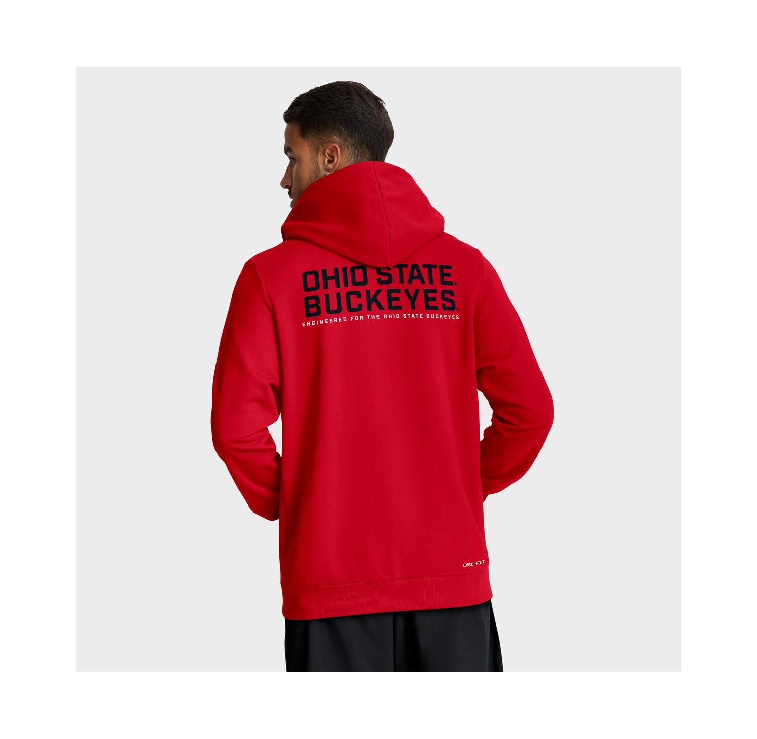 Men's Scarlet Ohio State Buckeyes 2025 Sideline Performance Full-Zip Hoodie