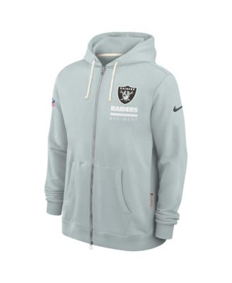 Men's Silver Las Vegas Raiders Sideline Utility Player Performance Full-Zip Hoodie