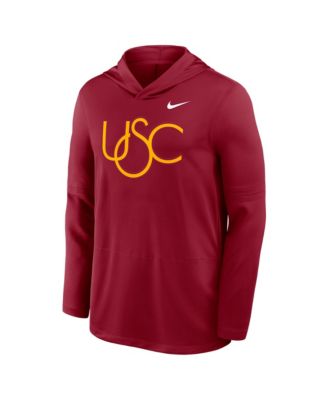 Men's Cardinal USC Trojans 2025 Sideline Performance Long Sleeve Hoodie T-Shirt