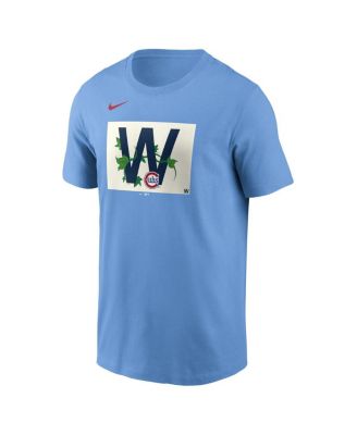 Men's Light Blue Chicago Cubs Alt Ivy W Flag T-Shirt