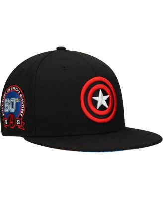 Lids - Big Boys and Girls Black Captain America Marvel 60th Anniversary Snapback Hat