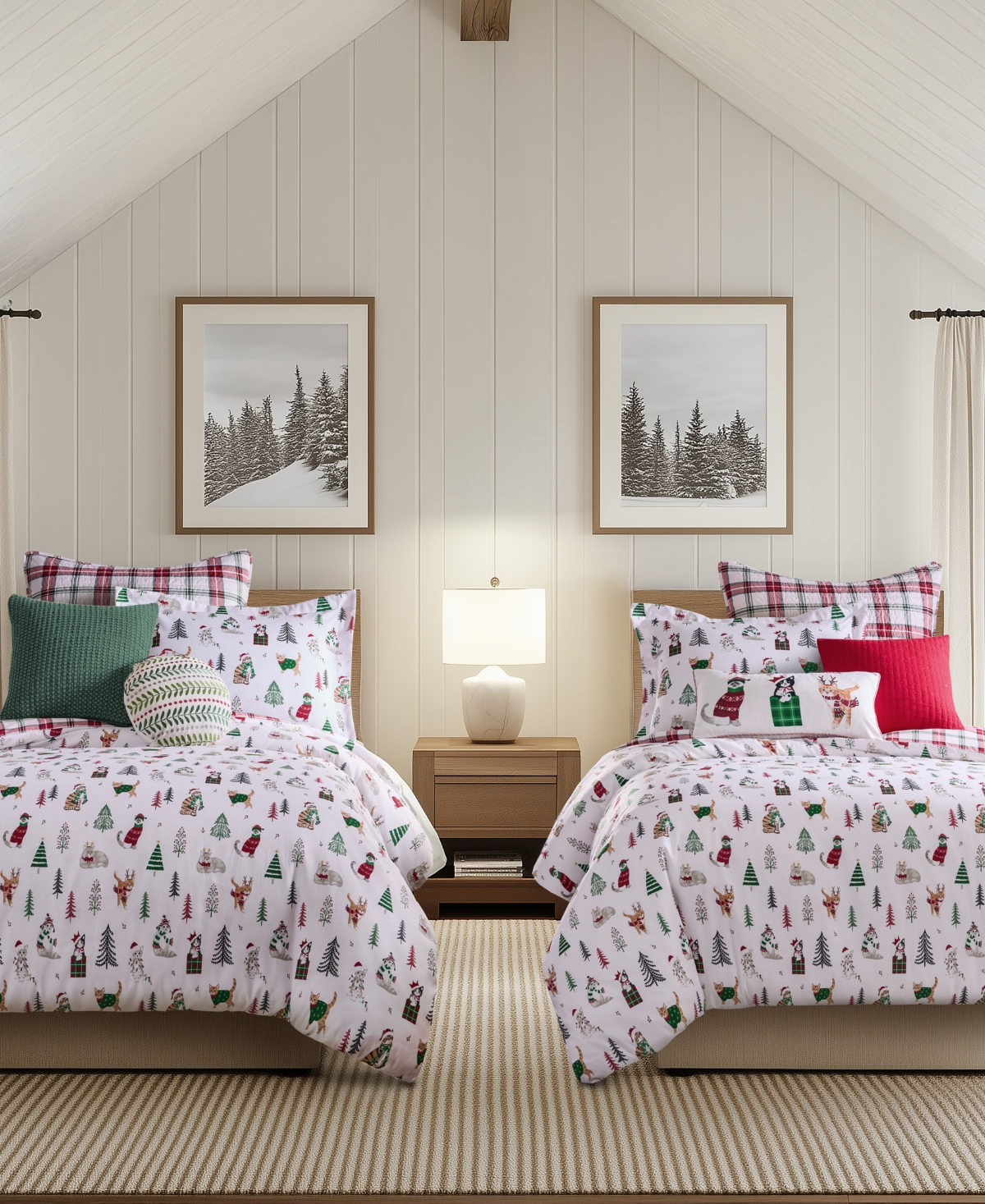 Levtex Home Meowy Christmas Reversible 2-pc. Duvet Cover Set, Twin In White