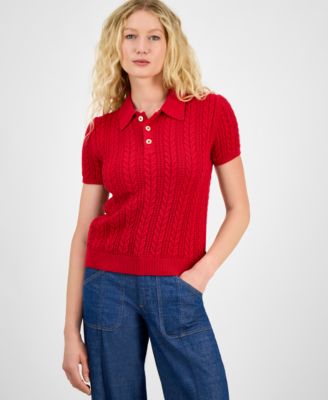 Nautica Jeans - Women's Cotton Polo Cable-Knit Sweater