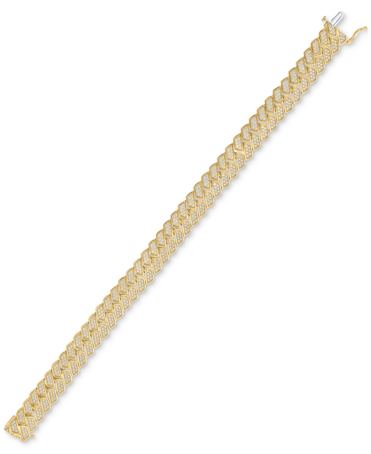 Macy's Men's Diamond Pave Link Bracelet (4 Ct. T.w.) In 14k Gold-plated Sterling Silver In Gold