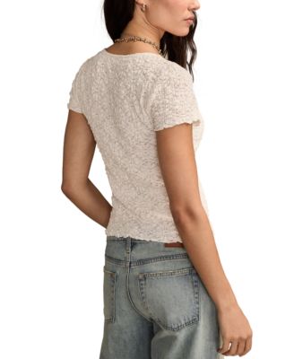 Women's Textured Sweetheart Neck Babydoll Top