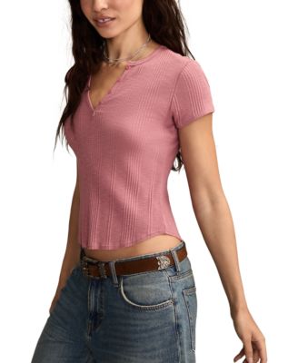 Women's Short Sleeve Henley Neck Top