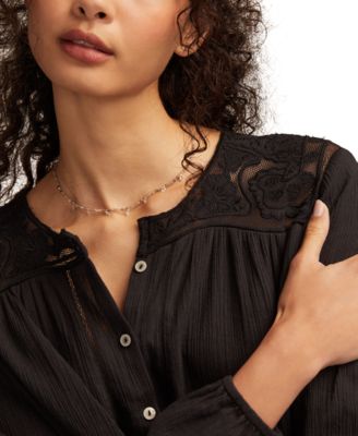 Women's Long Sleeve Pintuck Bubble Top