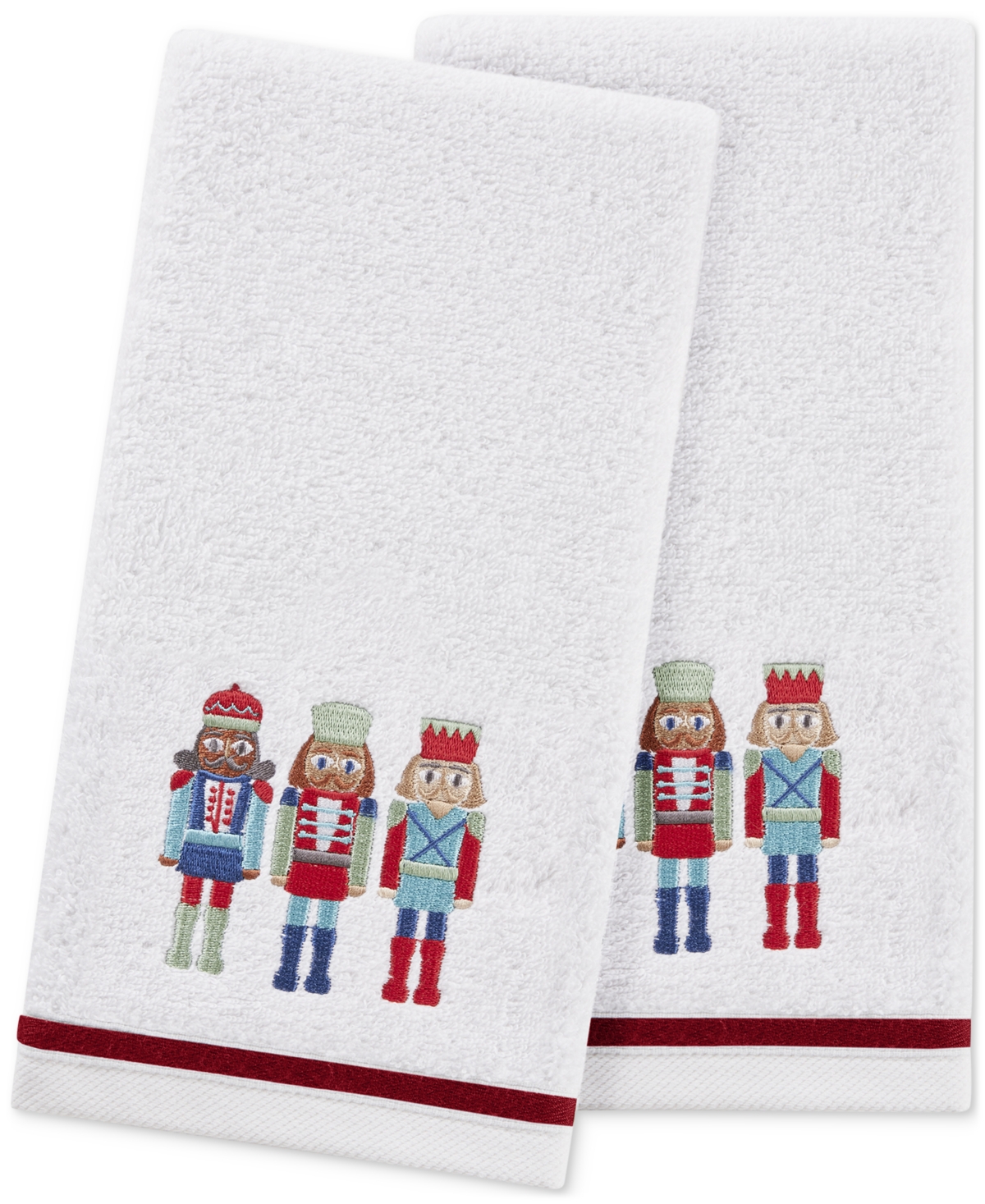 Decor Studio Holiday Nutcrackers Turkish Cotton 2-pc. Hand Towel Set, 16" X 28" In White
