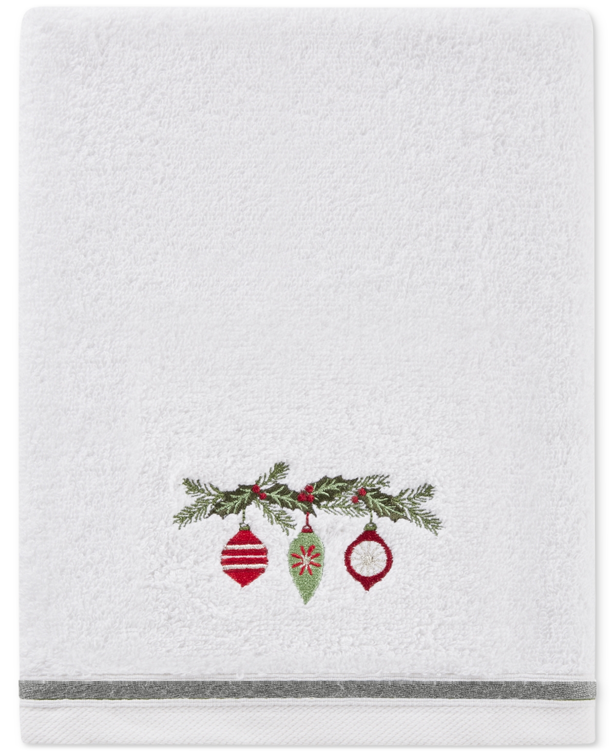 Decor Studio Holiday Ornaments Turkish Cotton 2-pc. Hand Towel Set, 16" X 28" In White