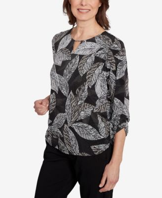Women's Classic Puff Print Leaf Top