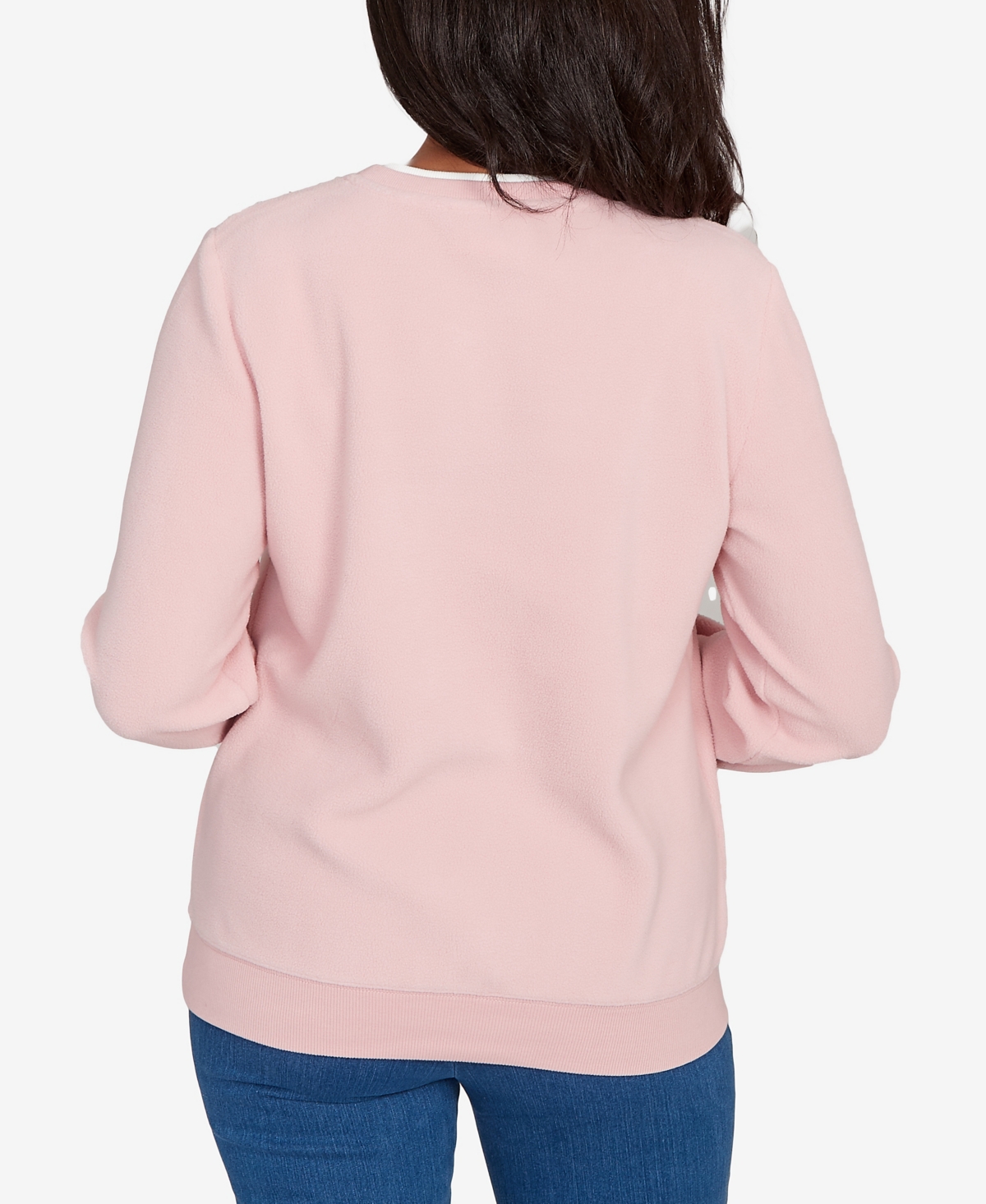 Alfred Dunner Plus Size Classic Embellished Neckline Anti-pill Sweater In Pink