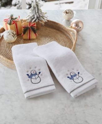 Décor Studio - Holiday Snowman Turkish Cotton 2-Pc. Hand Towel Set, 16" x 28"