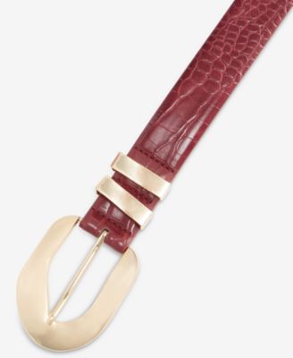 Sculptural Buckle Croco Belt