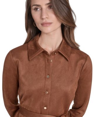 Women's Scuba Suede Long Sleeve Dress