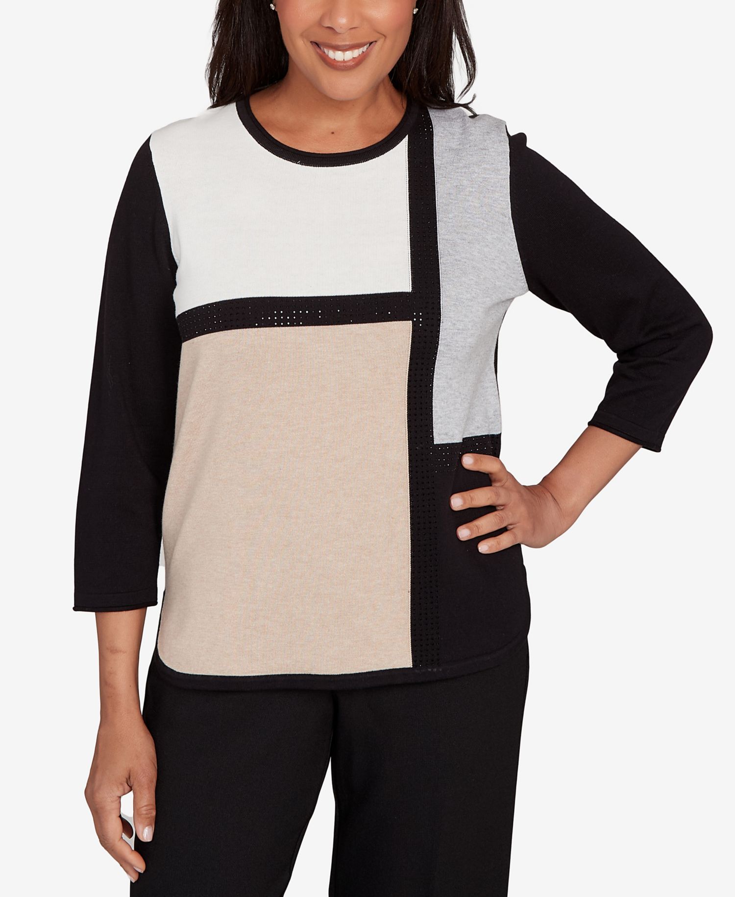 Women's Classic Color Block Long Sleeve Sweater