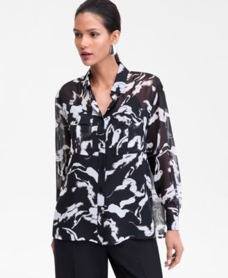 I.N.C. International Concepts - Women's Printed Long-Sleeve Blouse
