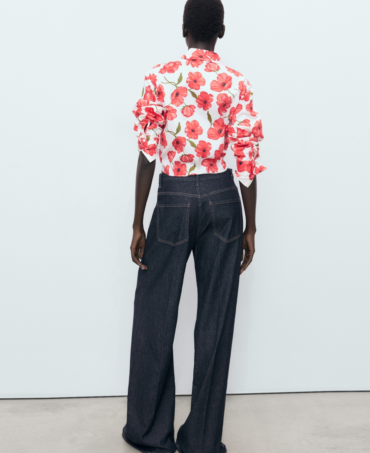 Mango Floral Print Cropped Button-up Shirt In White
