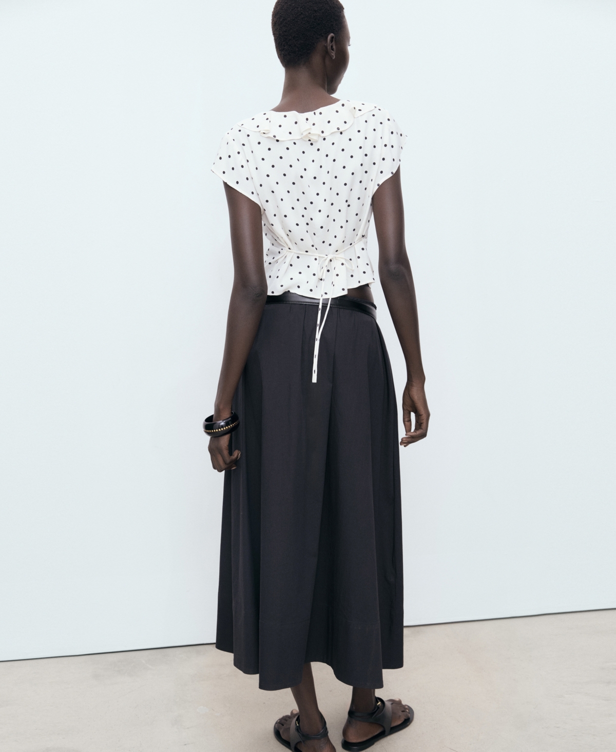 Mango Polka-dot Blouse With Ruffles Off White In White