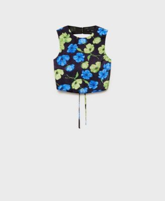 Women's Open-Back Floral Blouse