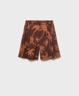 Women's Palm Print Cotton Bermuda Shorts