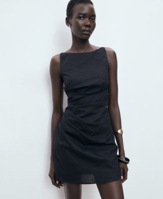 Women's Short Draped Linen Dress