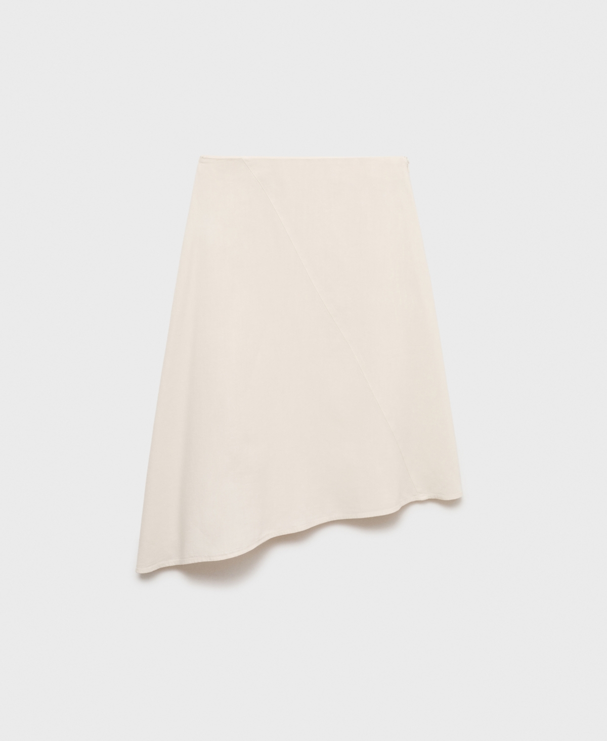 Mango Asymmetrical Cotton Midi Skirt Ecru In Brown