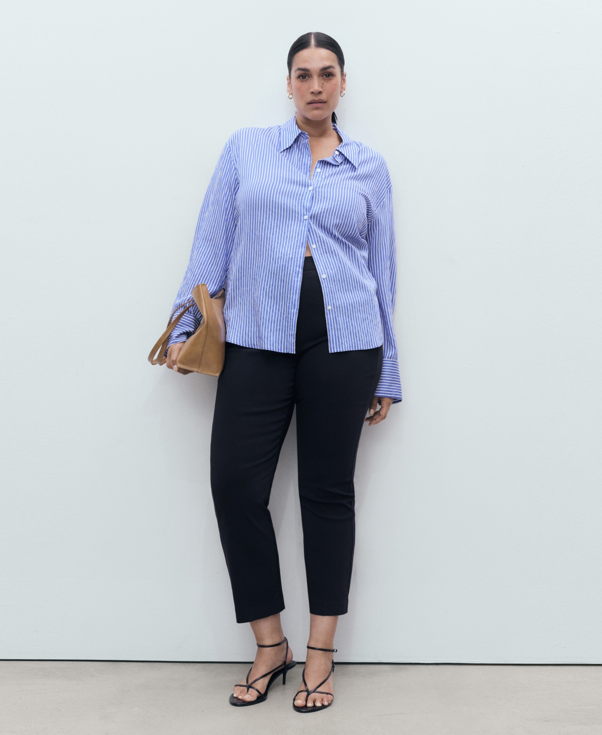 Mango Ankle Straight Leg Pants In Black