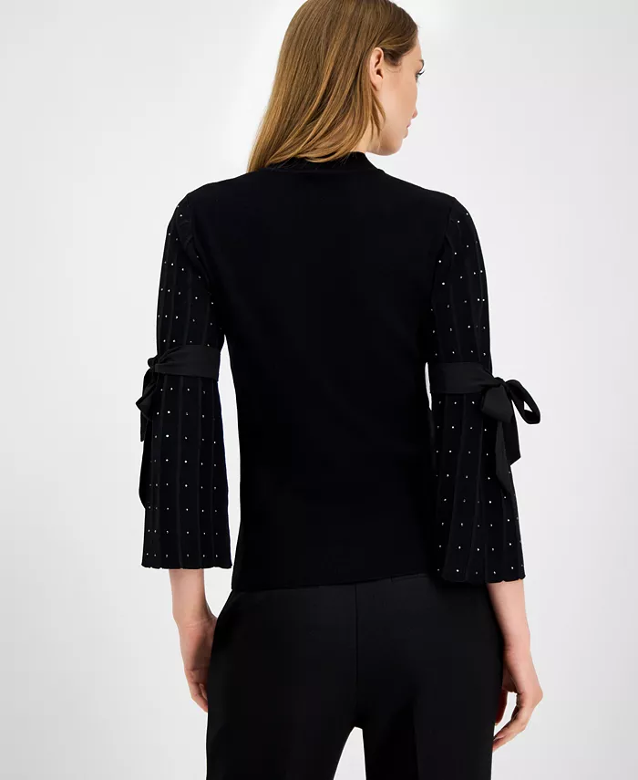 Women's Embellished Bow-Sleeve Mockneck Top - thumbnail 4