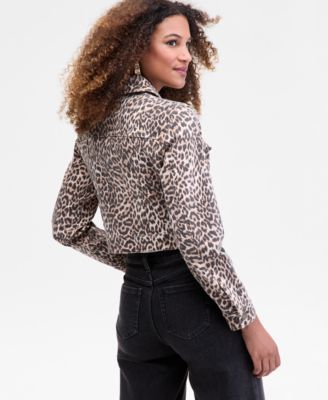 Women's Leopard-Print Lace-Up Denim Jacket, Macy's Exclusive