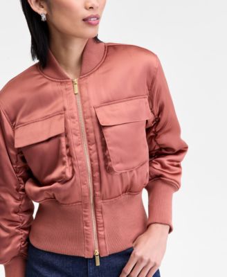 Women's Satin Shrunken Bomber Jacket, Macy's Exclusive